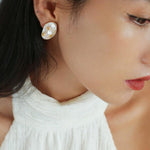 Natural Baroque Pearl Earrings French Vintage - Gembea Jewelry