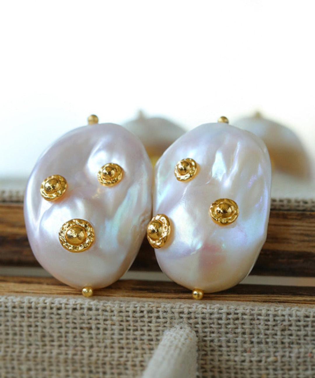 Natural Baroque Pearl Earrings French Vintage - Gembea Jewelry