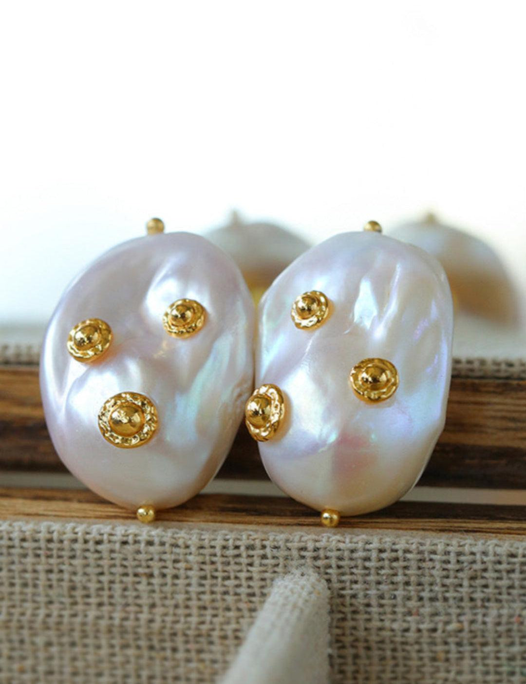 Natural Baroque Pearl Earrings French Vintage - Gembea Jewelry