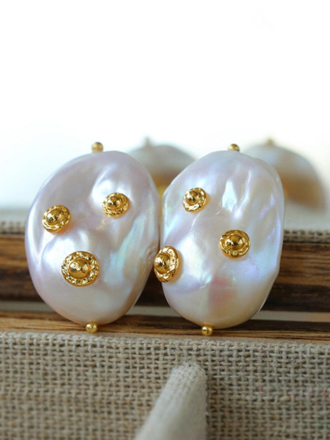Natural Baroque Pearl Earrings French Vintage - Gembea Jewelry