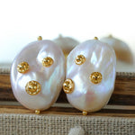 Natural Baroque Pearl Earrings French Vintage - Gembea Jewelry