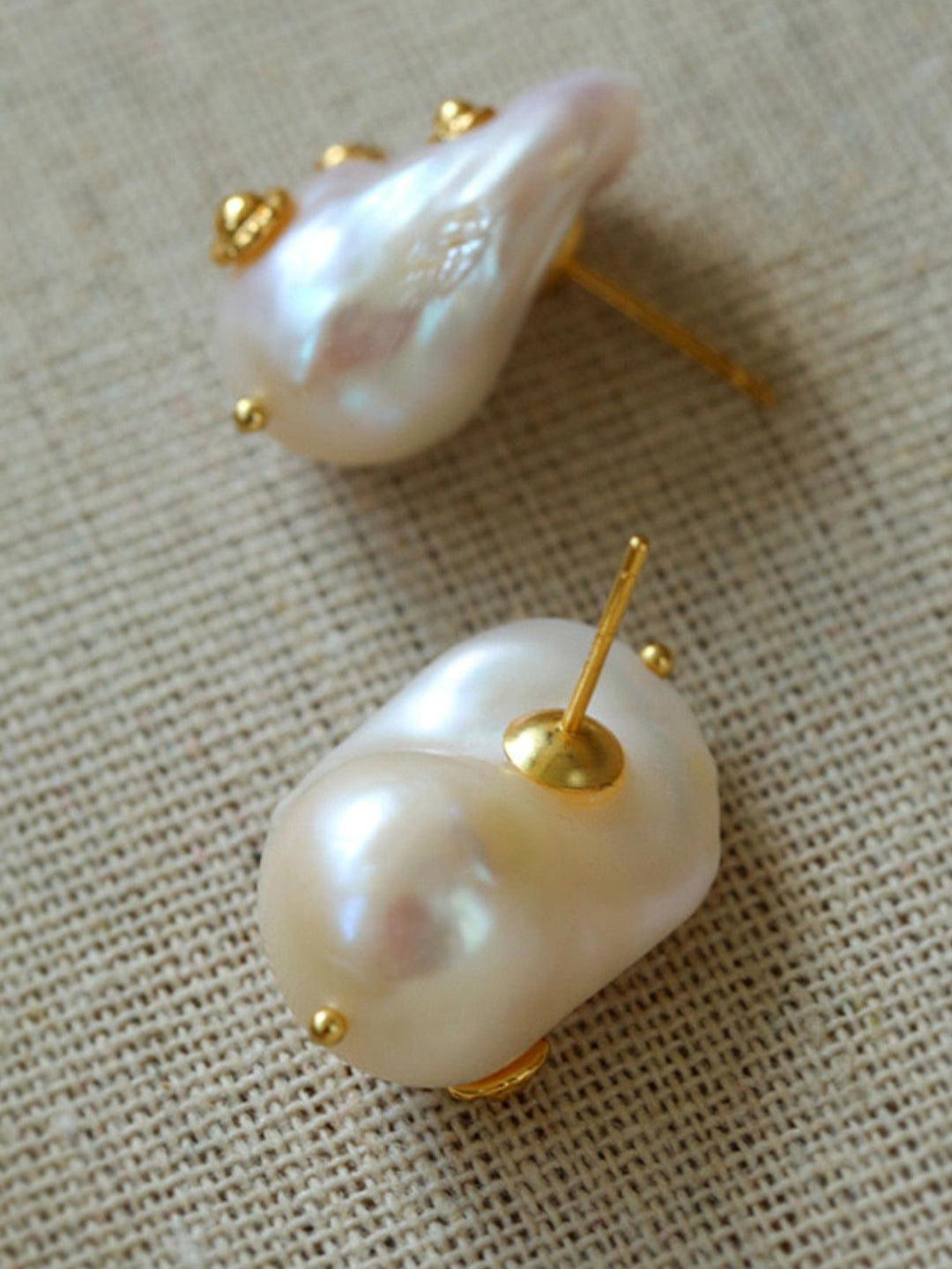 Natural Baroque Pearl Earrings French Vintage - Gembea Jewelry