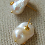 Natural Baroque Pearl Earrings French Vintage - Gembea Jewelry