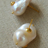 Natural Baroque Pearl Earrings French Vintage - Gembea Jewelry