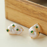 Natural Baroque Pearl Earrings French Vintage - Gembea Jewelry