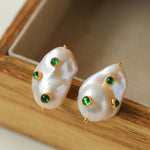 Natural Baroque Pearl Earrings French Vintage - Gembea Jewelry