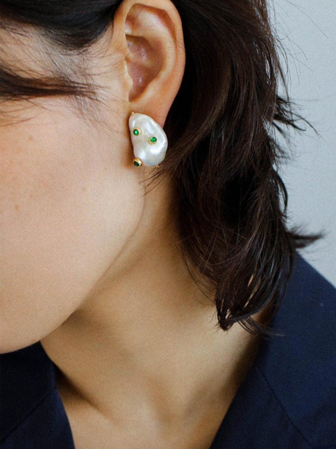 Natural Baroque Pearl Earrings French Vintage - Gembea Jewelry