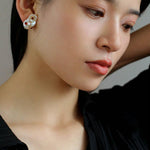 Natural Baroque Pearl Earrings French Vintage - Gembea Jewelry