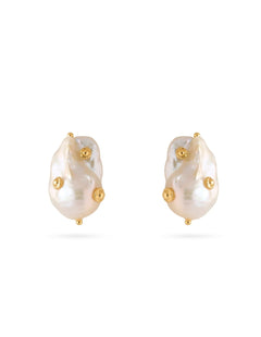 Vintage Natural Baroque Pearl Stud Earrings gembea jewelry