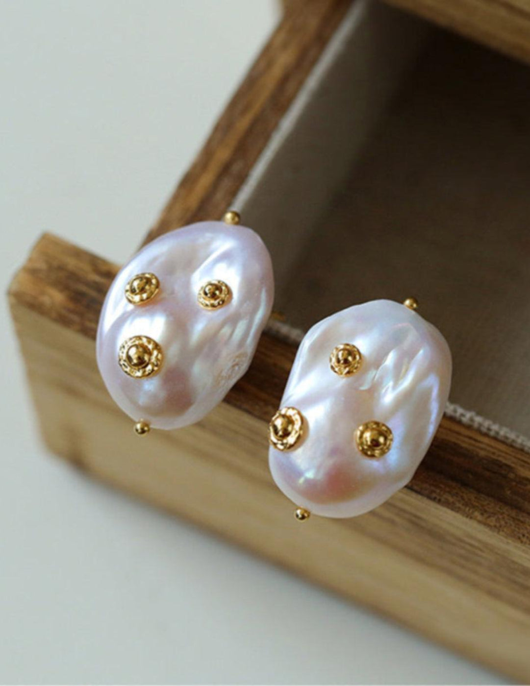 Natural Baroque Pearl Earrings French Vintage - Gembea Jewelry