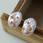 Natural Baroque Pearl Earrings French Vintage - Gembea Jewelry
