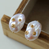 Natural Baroque Pearl Earrings French Vintage - Gembea Jewelry