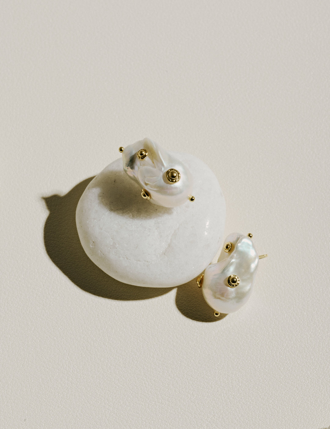 Vintage Natural Baroque Pearl Stud Earrings gembea jewelry