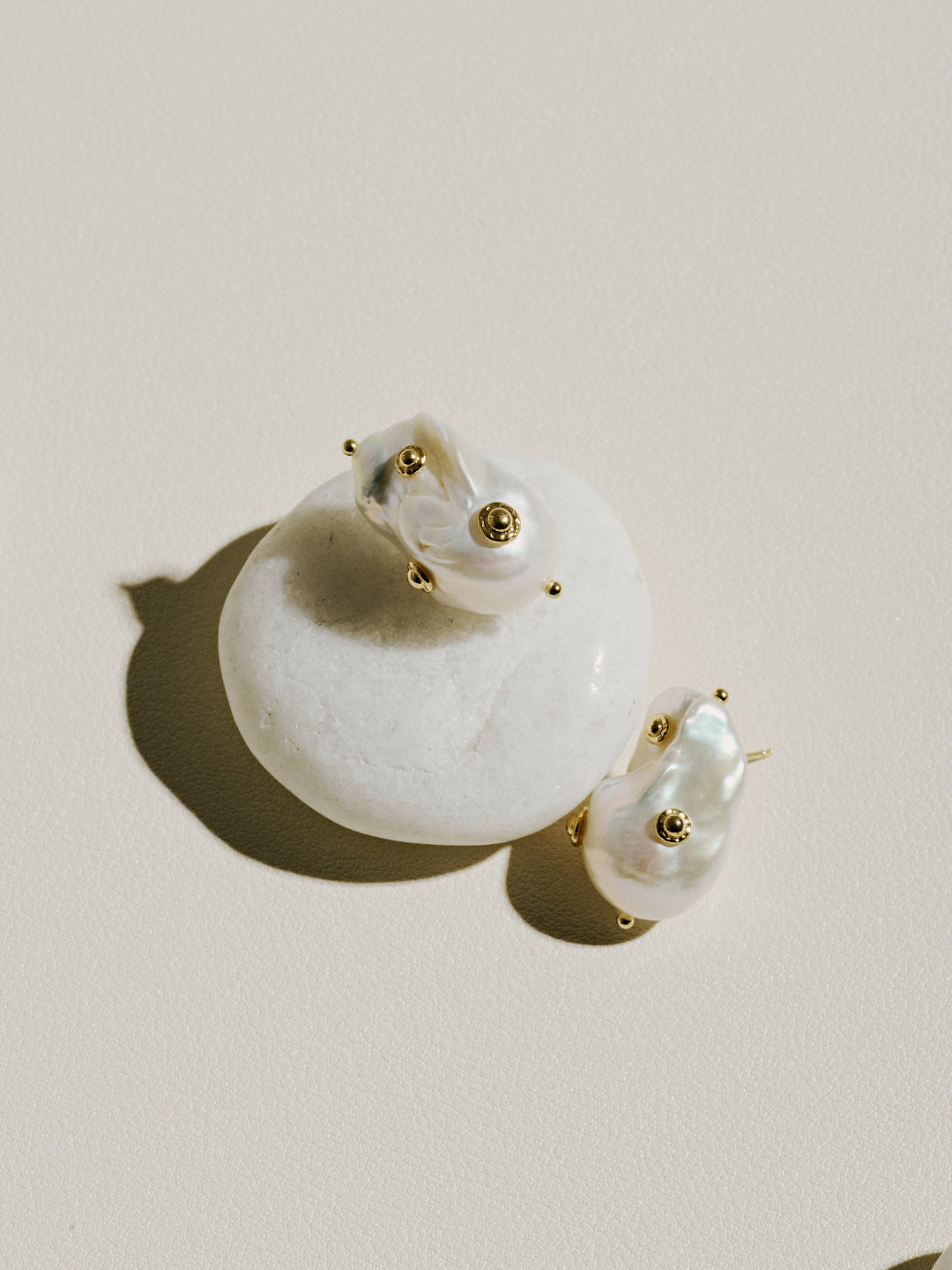 Vintage Natural Baroque Pearl Stud Earrings gembea jewelry