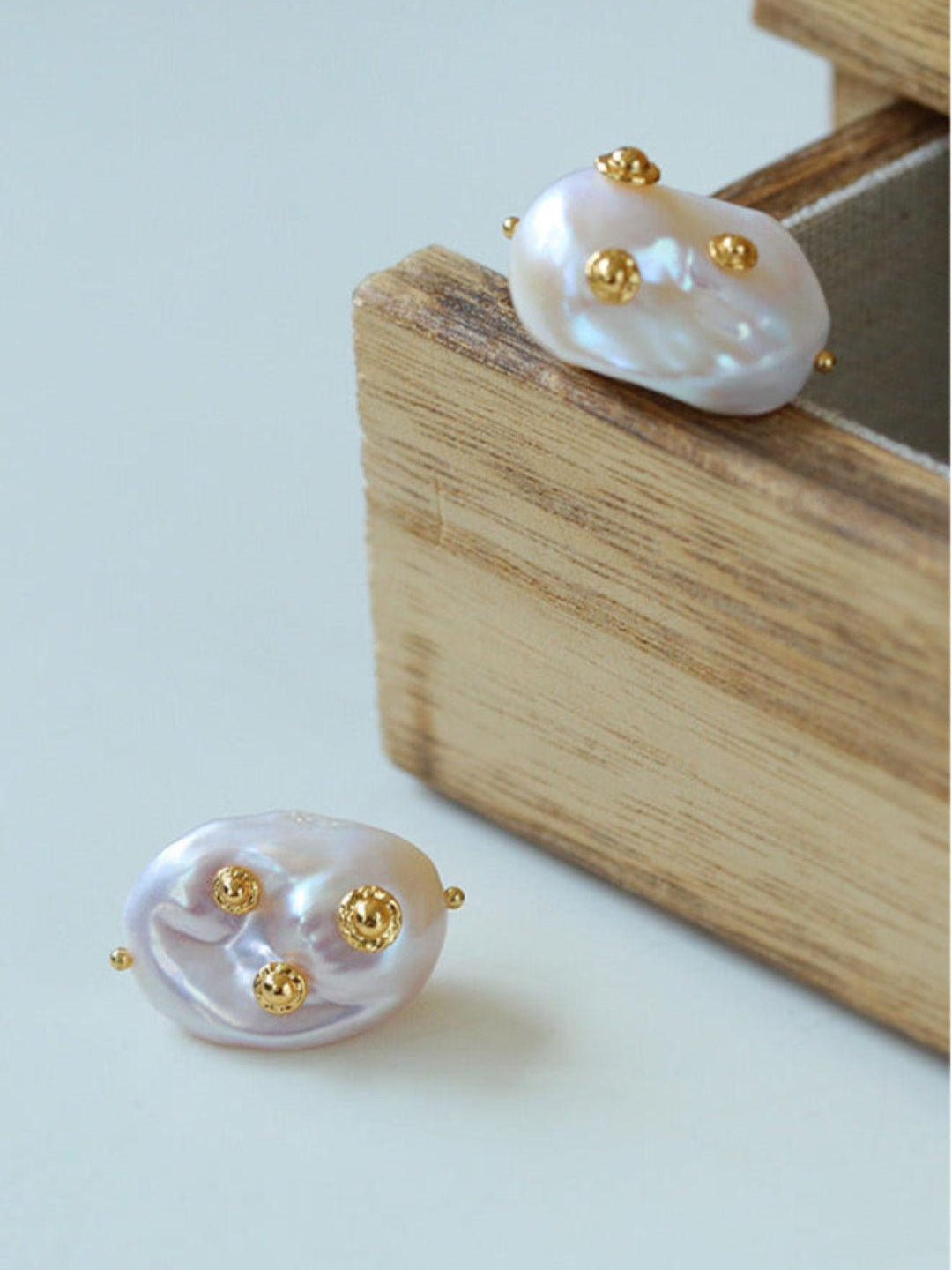 Natural Baroque Pearl Earrings French Vintage - Gembea Jewelry