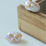 Natural Baroque Pearl Earrings French Vintage - Gembea Jewelry