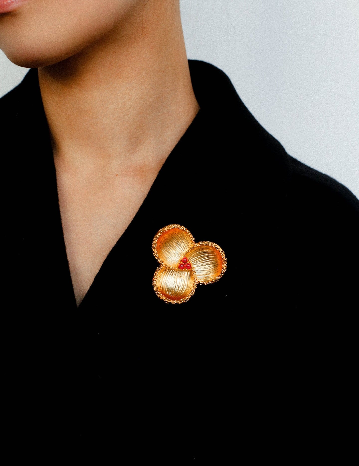 Vintage Palace Three-petal Flower Brooch gembea jewelry