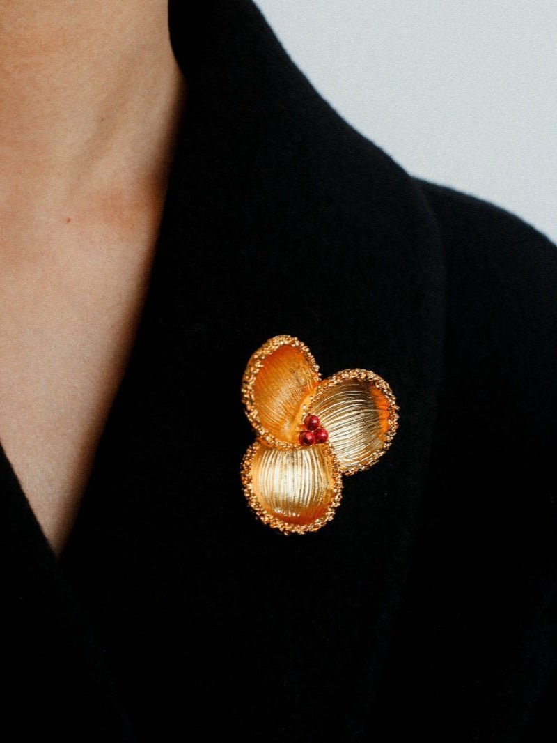 Vintage Palace Three-petal Flower Brooch gembea jewelry
