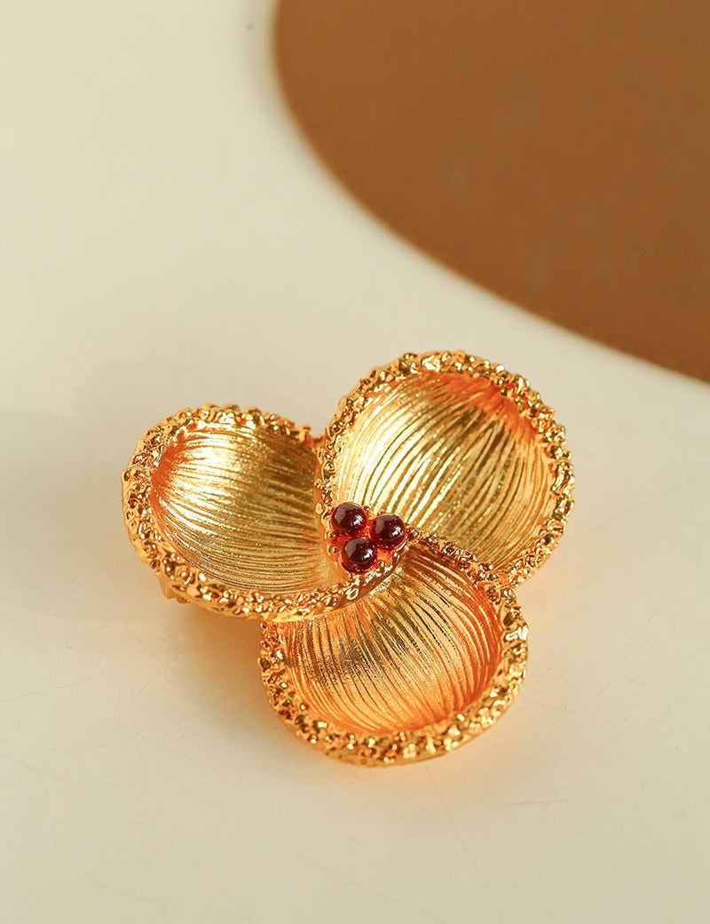 Vintage Palace Three-petal Flower Brooch gembea jewelry