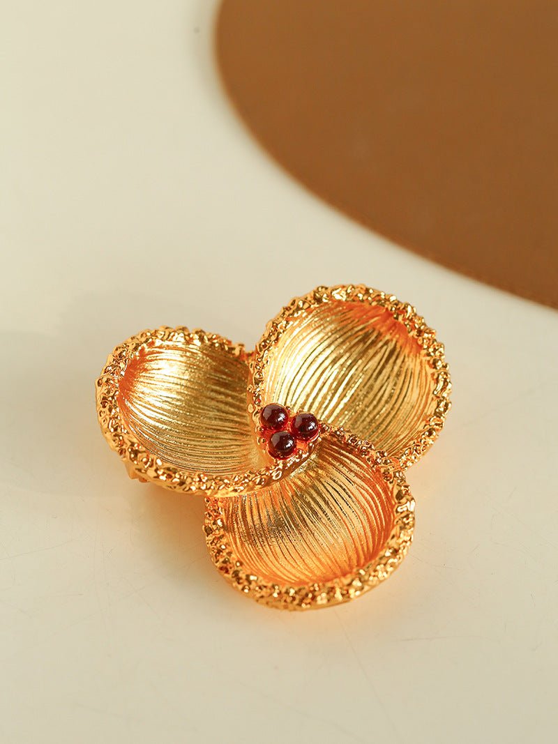 Vintage Palace Three-petal Flower Brooch gembea jewelry