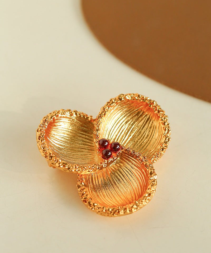 Vintage Palace Three-petal Flower Brooch gembea jewelry