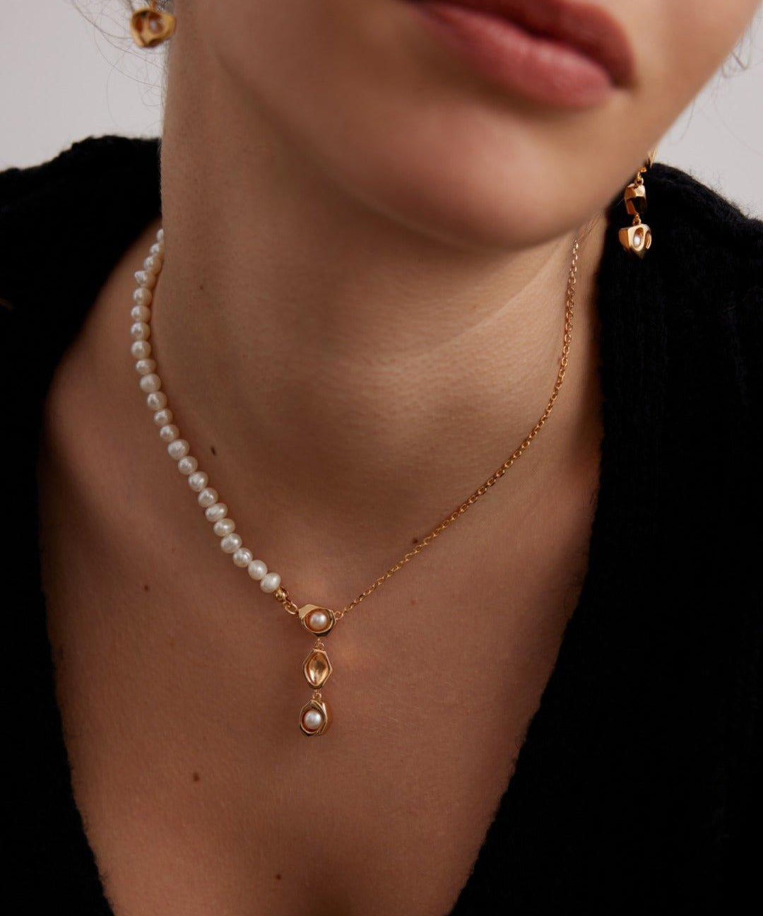 Vintage Gold Chain and Pendant Pearl Necklaces - Gembea Jewelry