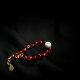 Vintage Red Agate Baroque Pearl Bracelet gembea jewelry0