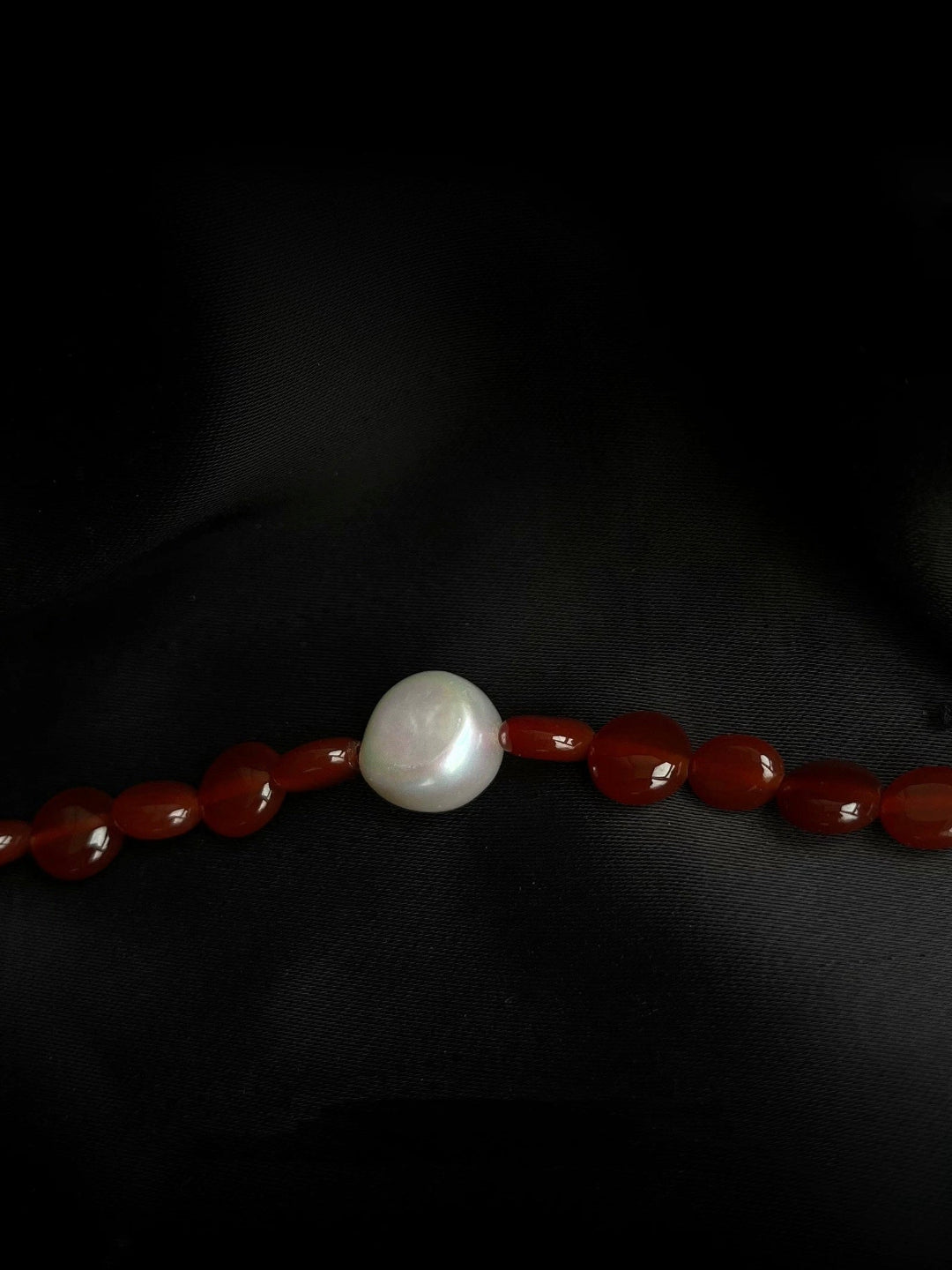 Vintage Red Agate Baroque Pearl Bracelet gembea jewelry0