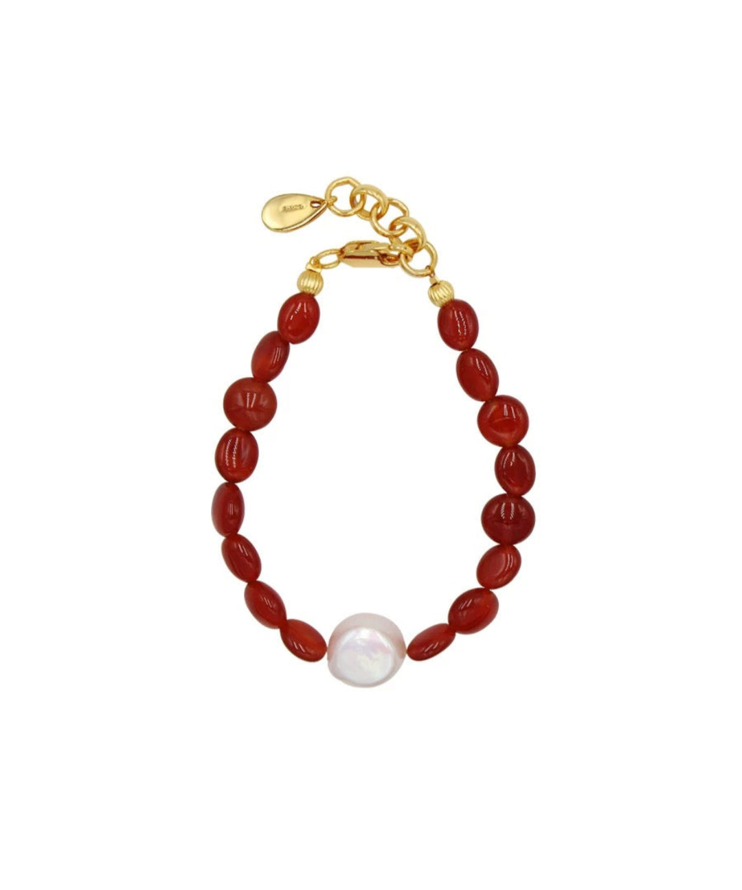 Vintage Red Agate Baroque Pearl Bracelet gembea jewelry0