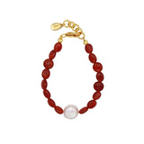 Vintage Red Agate Baroque Pearl Bracelet gembea jewelry0