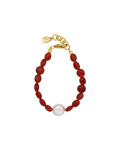 Vintage Red Agate Baroque Pearl Bracelet gembea jewelry0