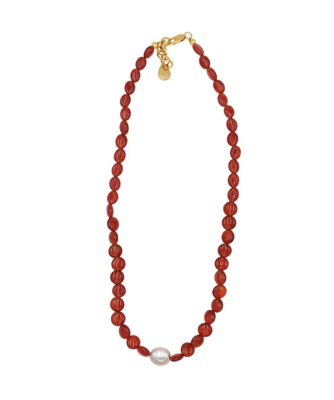 Vintage Red Agate Baroque Pearl Necklace gembea jewelry