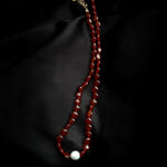 Vintage Red Agate Baroque Pearl Necklace gembea jewelry