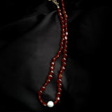 Vintage Red Agate Baroque Pearl Necklace gembea jewelry