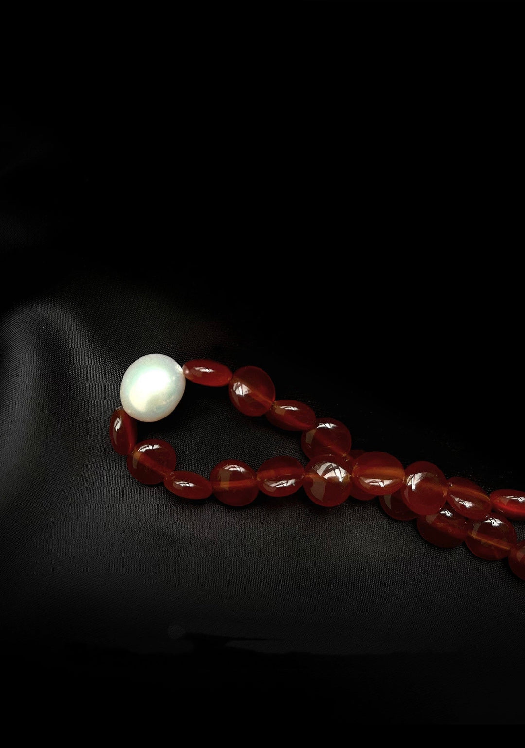 Vintage Red Agate Baroque Pearl Necklace gembea jewelry