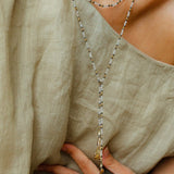 Vintage Spoon Pendant Garnet White Crystal Beaded Necklace gembea jewelry