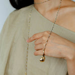 Vintage Spoon Pendant Garnet White Crystal Beaded Necklace gembea jewelry