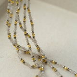 Vintage Spoon Pendant Garnet White Crystal Beaded Necklace gembea jewelry