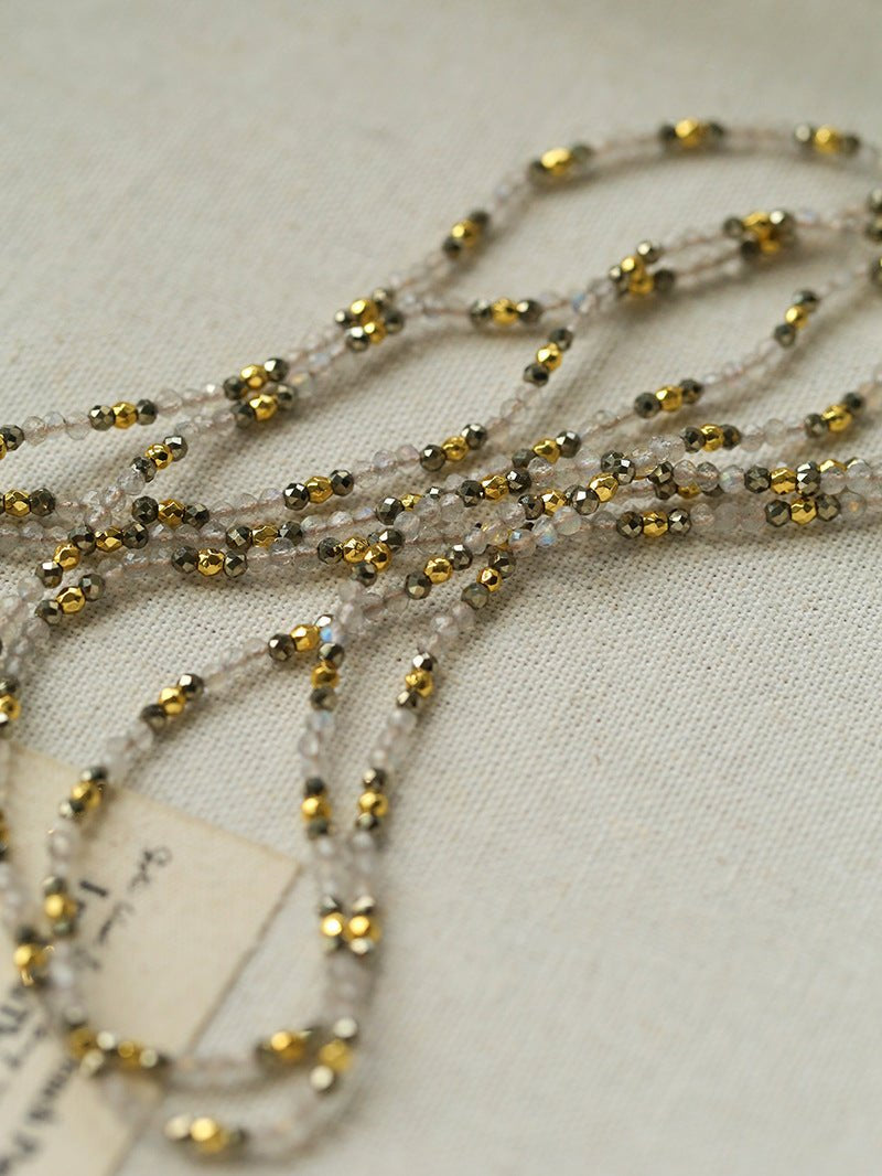 Vintage Spoon Pendant Garnet White Crystal Beaded Necklace gembea jewelry