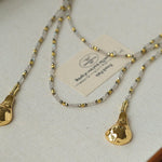 Vintage Spoon Pendant Garnet White Crystal Beaded Necklace gembea jewelry