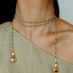 Vintage Spoon Pendant Garnet White Crystal Beaded Necklace gembea jewelry
