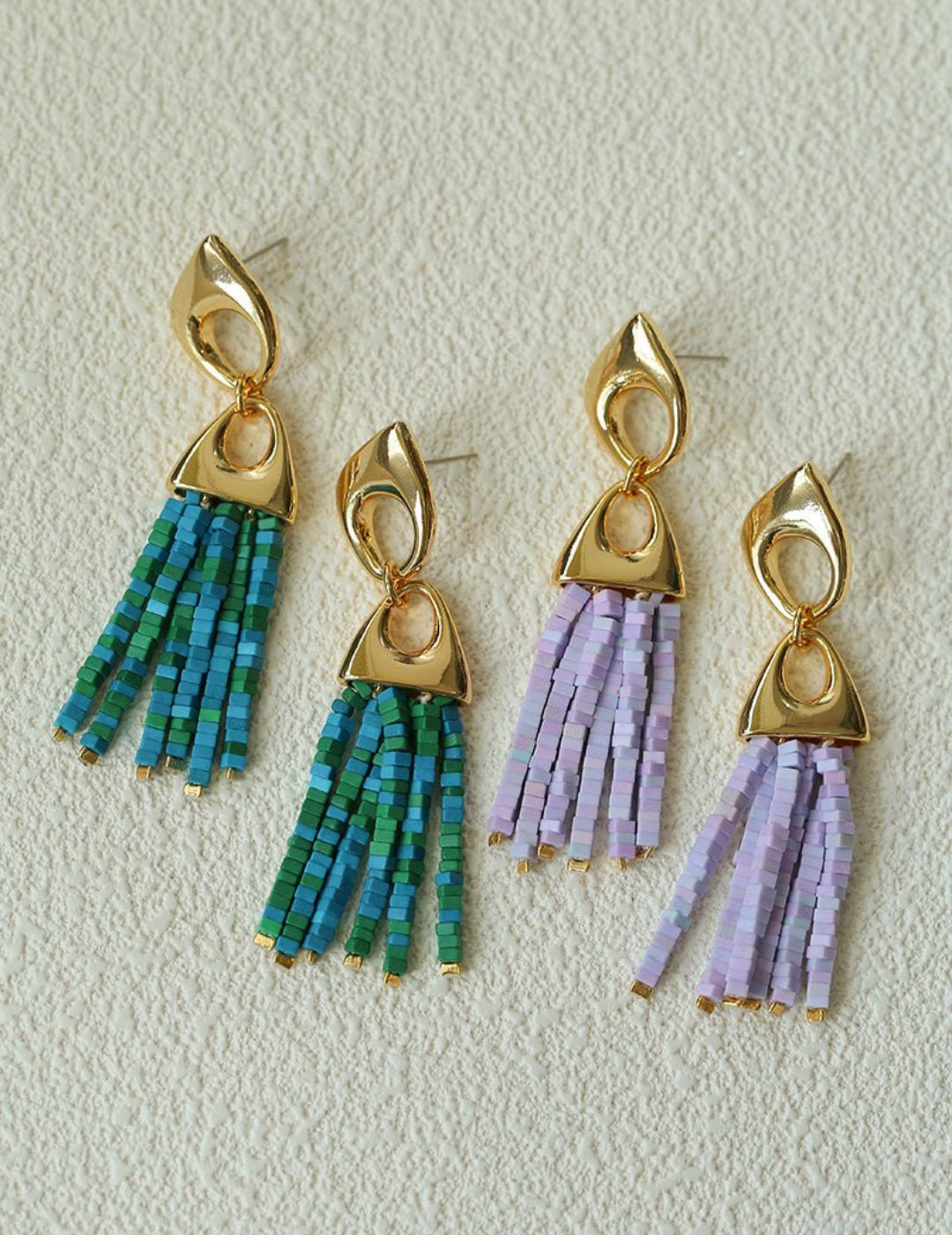 Vintage Swing Geometric Tassel Earrings gembea jewelry