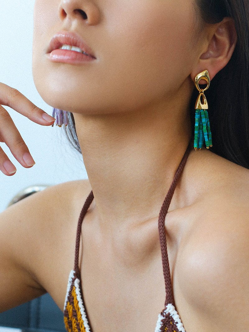 Vintage Swing Geometric Tassel Earrings gembea jewelry