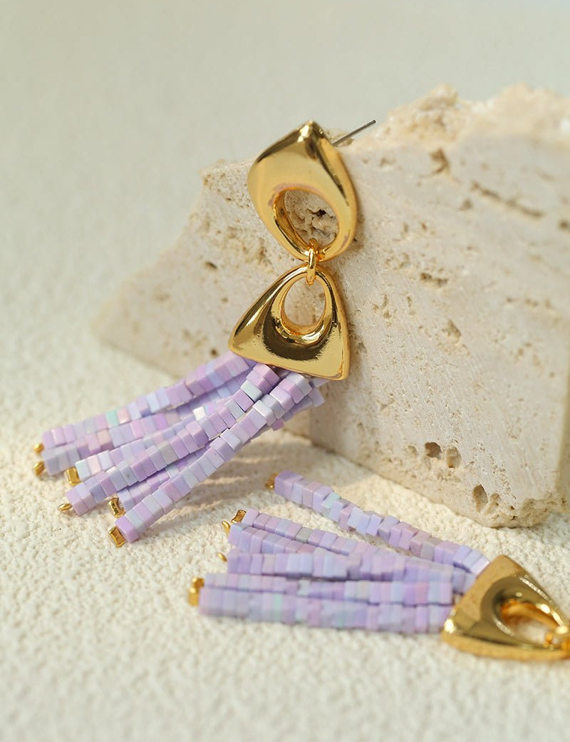 Vintage Swing Geometric Tassel Earrings gembea jewelry