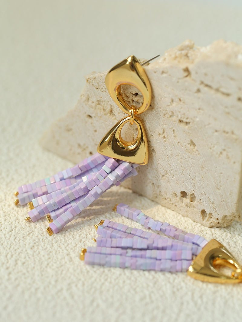 Vintage Swing Geometric Tassel Earrings gembea jewelry