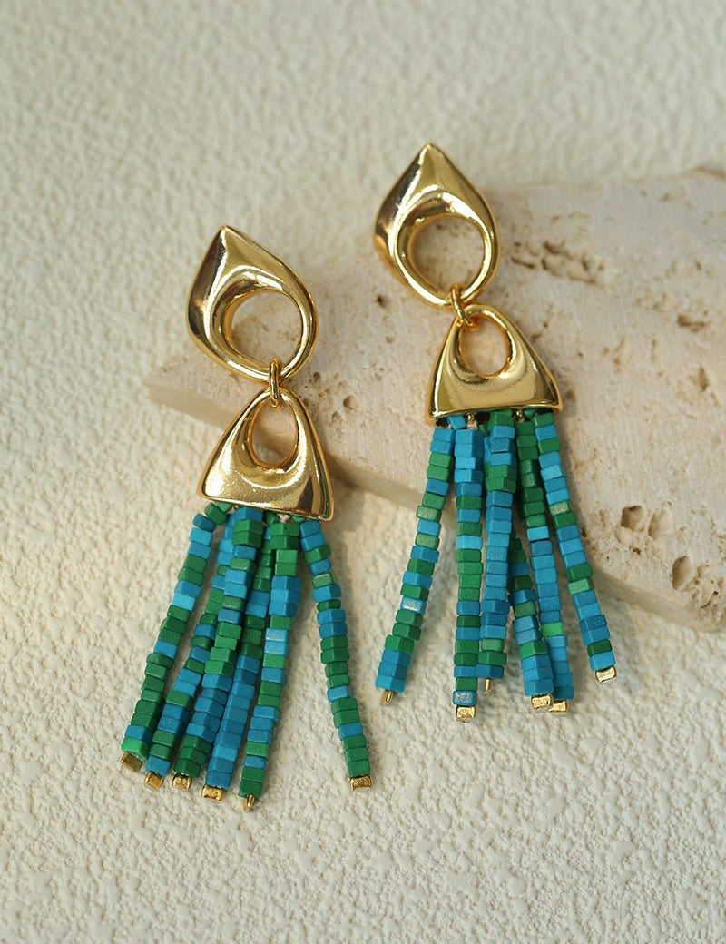 Vintage Swing Geometric Tassel Earrings gembea jewelry
