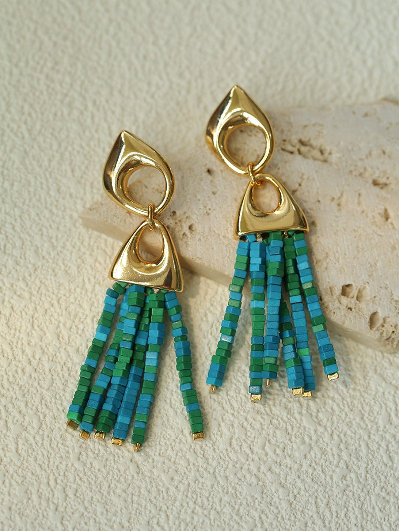 Vintage Swing Geometric Tassel Earrings gembea jewelry