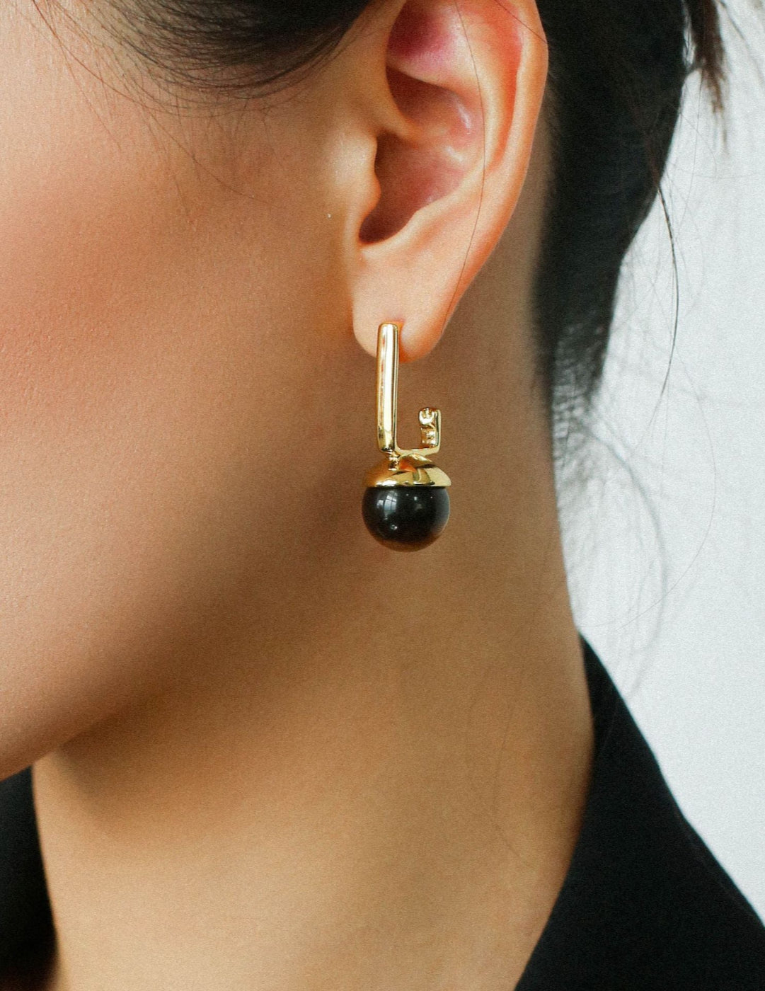 Vintage Tiger's Eye Stone Drop Earrings-Gembea Jewelry