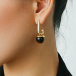 Vintage Tiger's Eye Stone Drop Earrings-Gembea Jewelry