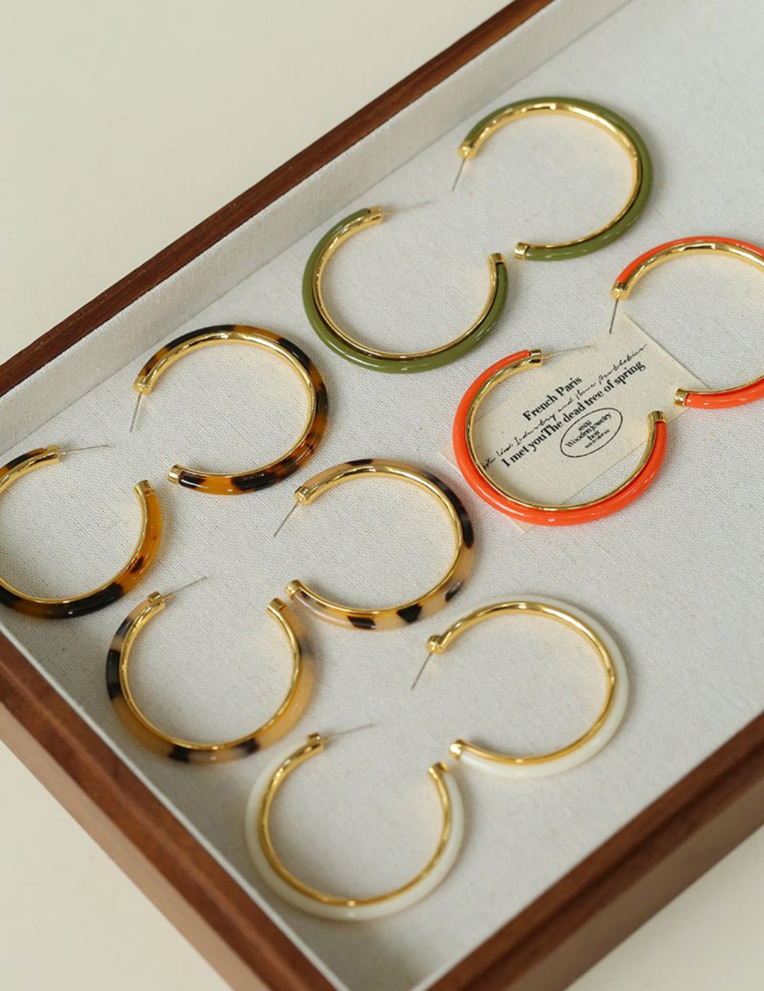 Vintage Tortoise Shell Resin Large Hoop Earrings gembea jewelry